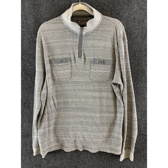 Lucky Brand Men's Sweater 1/4 Zip Thermal Mock Neck Pullover Gray Size XL - Picture 2 of 12